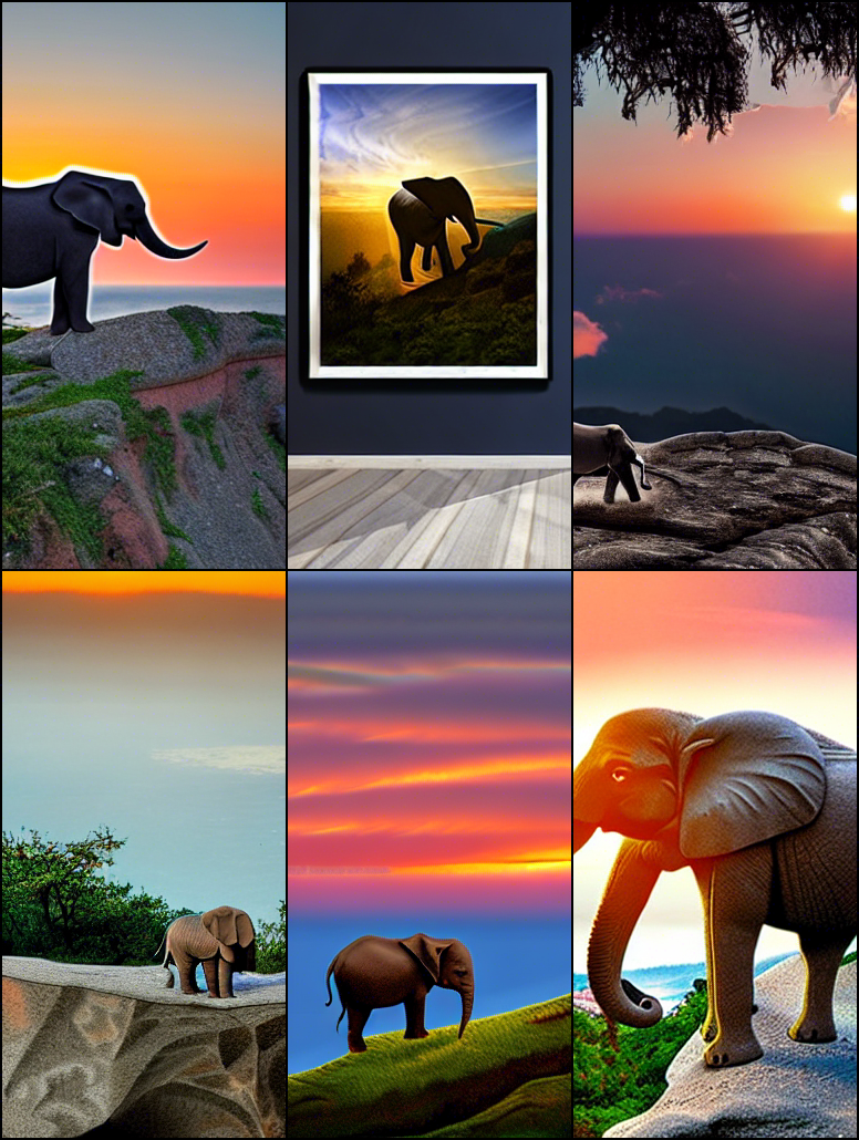 Result images of: An elefant on a cliff looking at a sunset